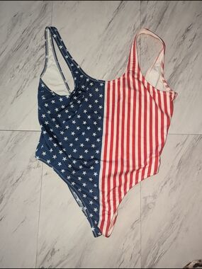 chubbies Women's Stars & Stripes One-Piece Swimsuit in Blue & White & Red